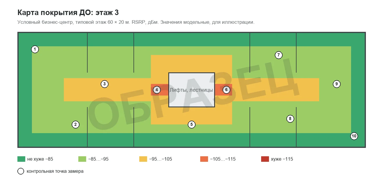 Карта покрытия этажа до создания системы, образец